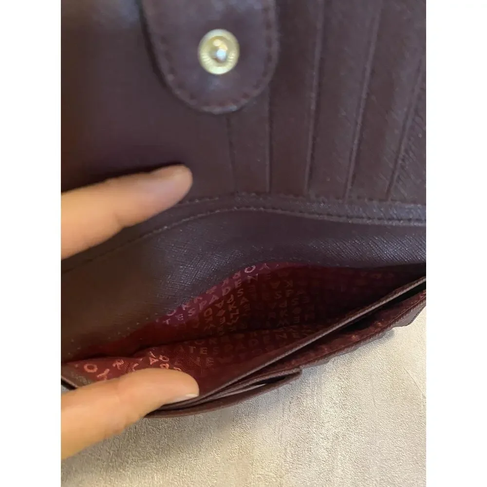 Kate Spade New York Wallet Womens Burgundy Saffiano Continental Zip Pocket - Picture 7 of 13